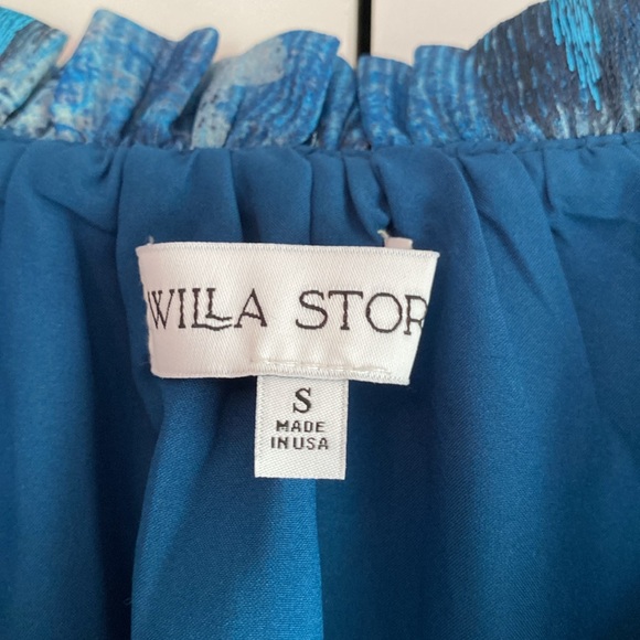 Willa Story NWT Split Neck Long‎ Sleeve Blue Watercolor Blouse Women's Size S - Picture 4 of 10
